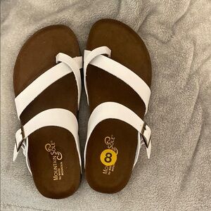The Mountain White and Brown Sandals with Contoured Footbed